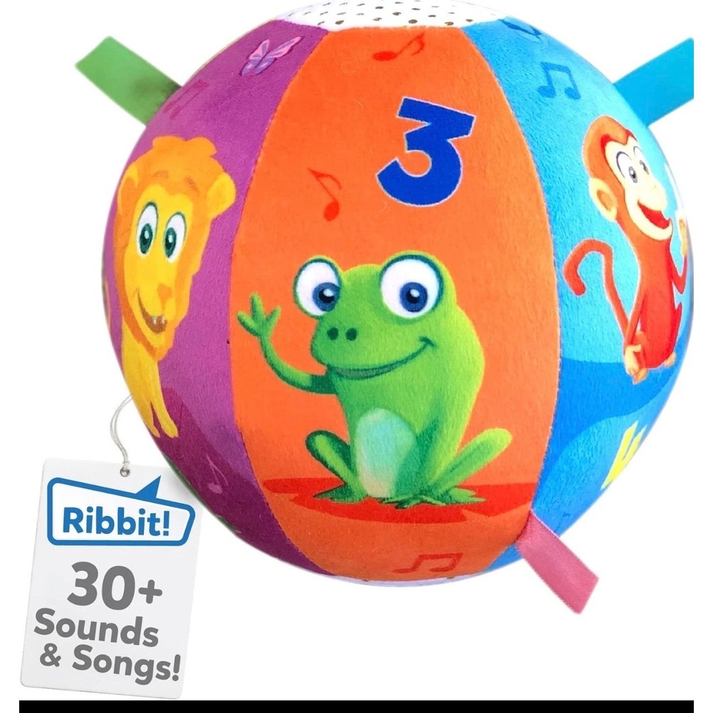 Ribbit 30+ Sounds & Songs Plush Activity Ball Multicolor Sensory Toy for Kids - Picture 7 of 8